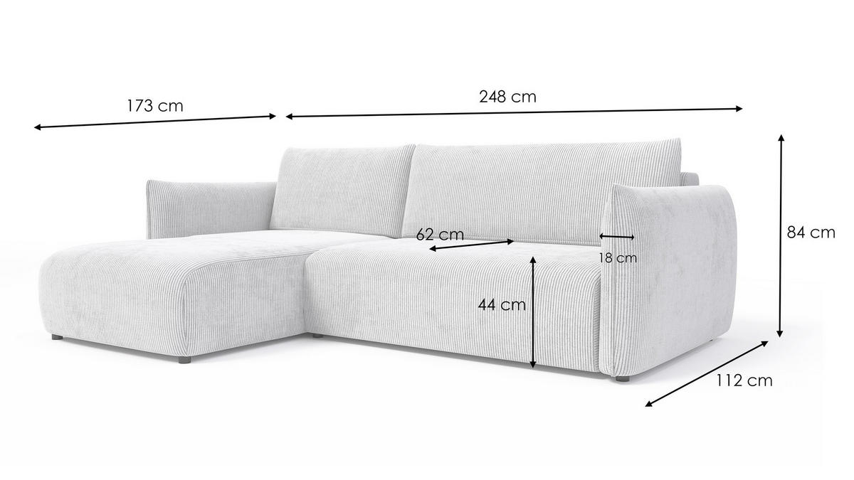 ECKSOFA TAUER 3-Sitzer rechts, dunkelgrau - Dunkelgrau/Schwarz, Holz/Textil (248/173cm) - Courtois Laville