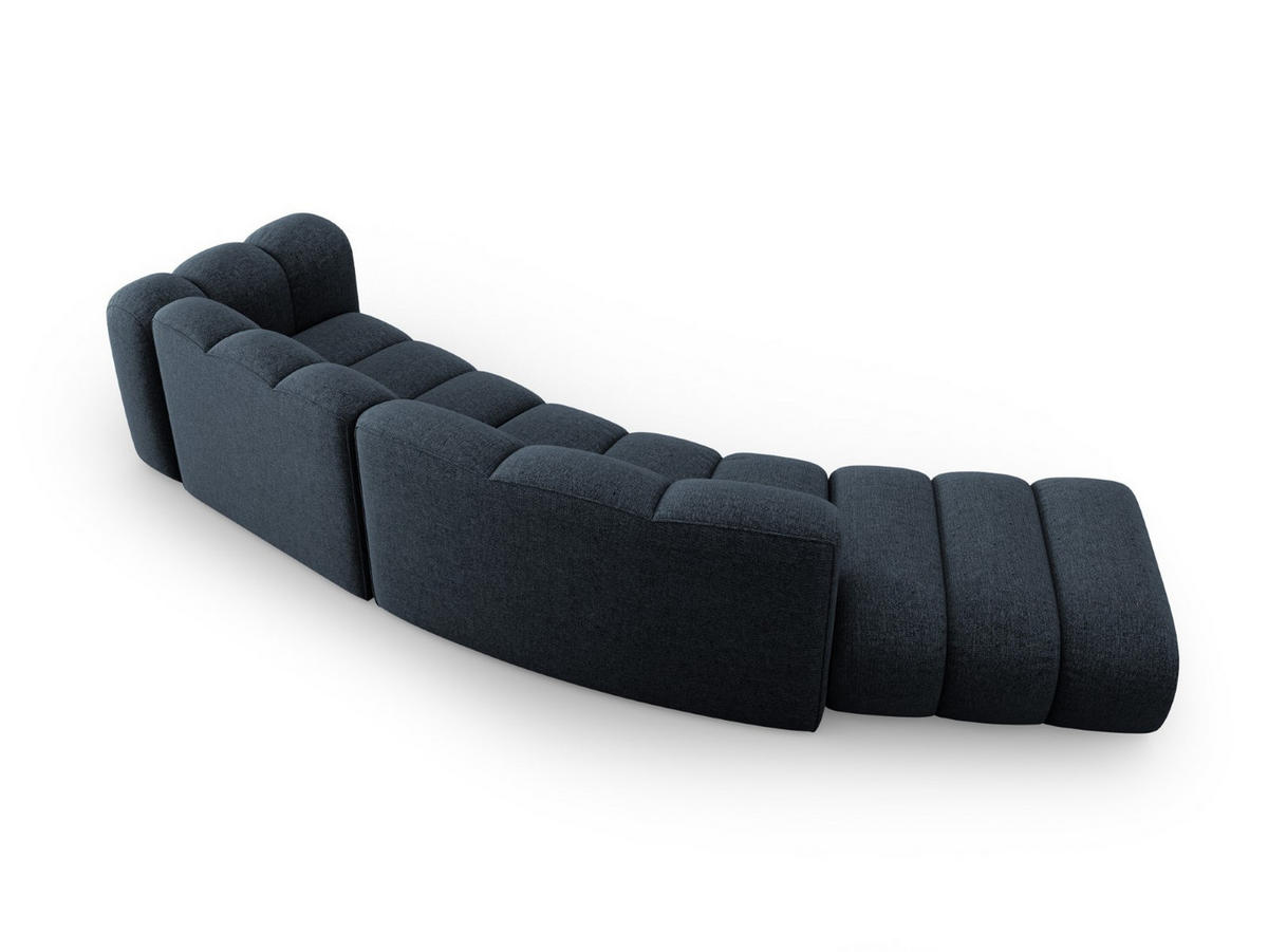 SOFA modular links Lupine aus Chenille-Stoff königsblau 5 Sitzplätze - Dunkelblau, Textil (166/70/335cm) - Micadoni