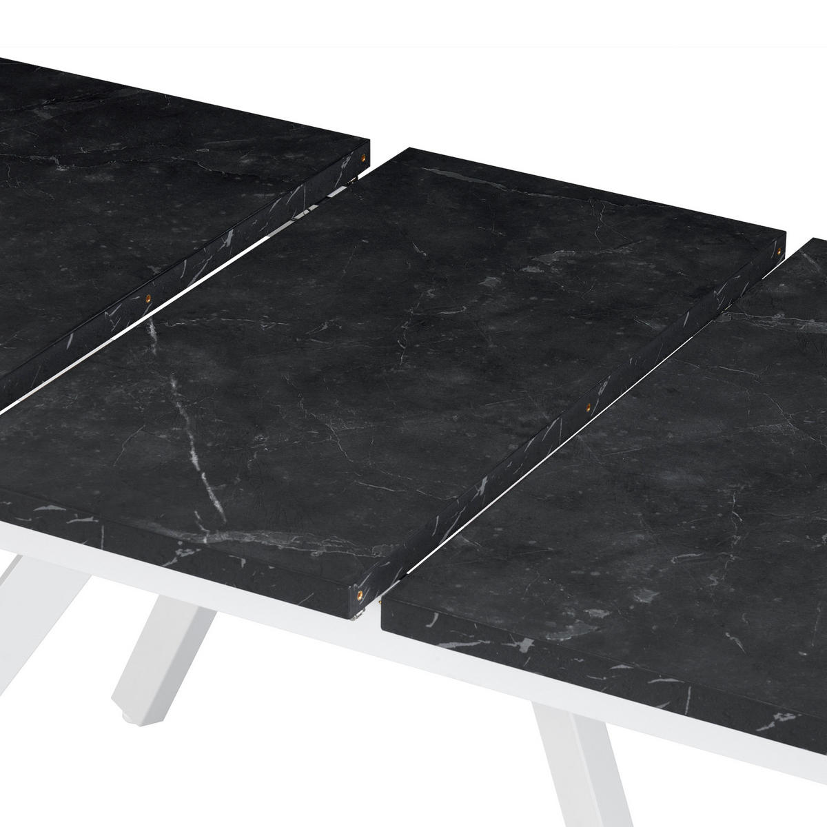 ESSTISCH SVEN 120-160/80/76 cm Marmor-Schwarz - Anthrazit/Weiß, Holzwerkstoff/Metall (80/120/76cm) - B&D Home