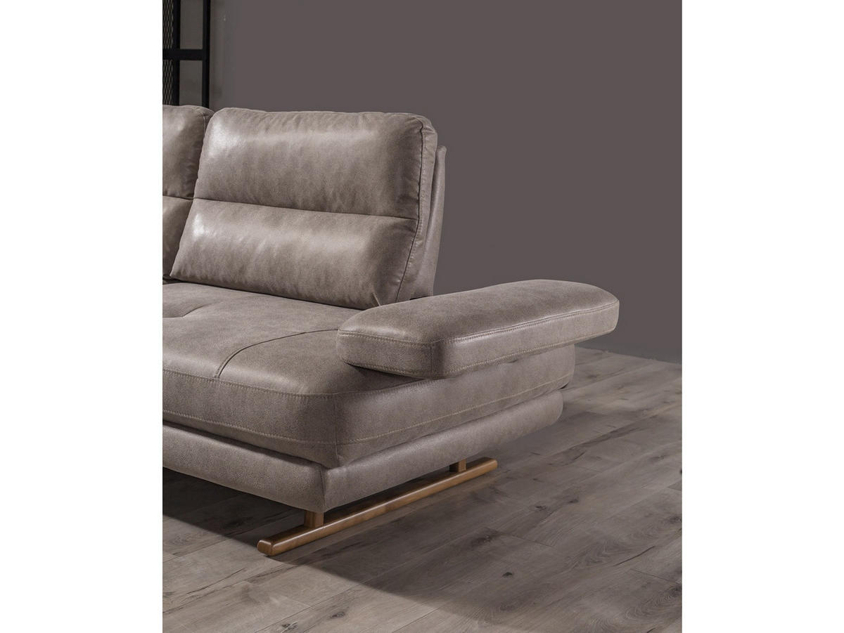SOFA Quatro 3-Sitzer Nubuk Taupe - Taupe, Holz/Textil (240/90/105cm) - Villa Möbel