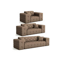 SOFASET Chantal - Taupe, Holzwerkstoff/Textil (251/78/96cm) - Fun Möbel