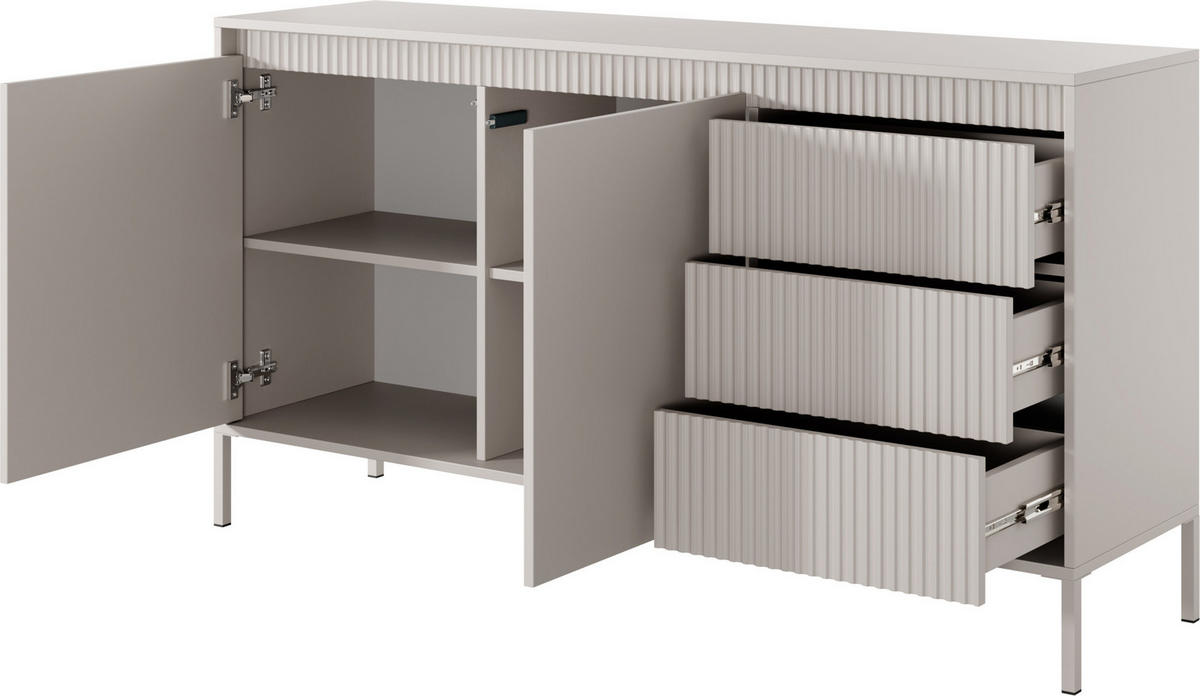 SIDEBOARD Cindy Beige 154/81/40 cm - Beige, Holzwerkstoff/Metall (153.5/81.4/39.5cm) - WFL GROUP