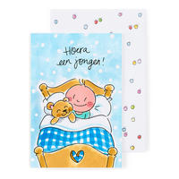 GRUSSKARTE Geburt - Hurra ein Junge in Bunt - 17 x 11,5cm - Multicolor, Papier (11.5/0.2cm) - Blond Amsterdam