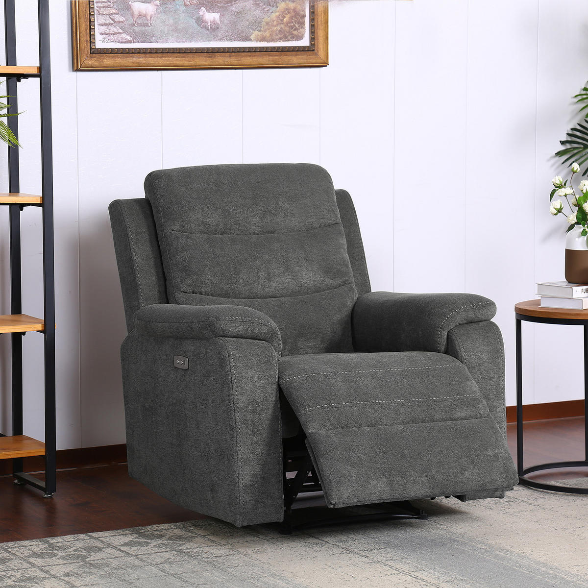 FERNSEHSESSEL - Grau - Microfaser - Eisen - 92 x 102 x 93 cm - Dunkelgrau/Schwarz, Kunststoff/Textil (92/102/93cm) - home24