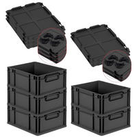 EUROBOX 5x NextGen Color mit Auflagedeckel 17x30x40 cm 16 Liter Schwarz Griffe schwarz zu - Anthrazit/Schwarz, Kunststoff (30/17/40cm) - PROREGAL