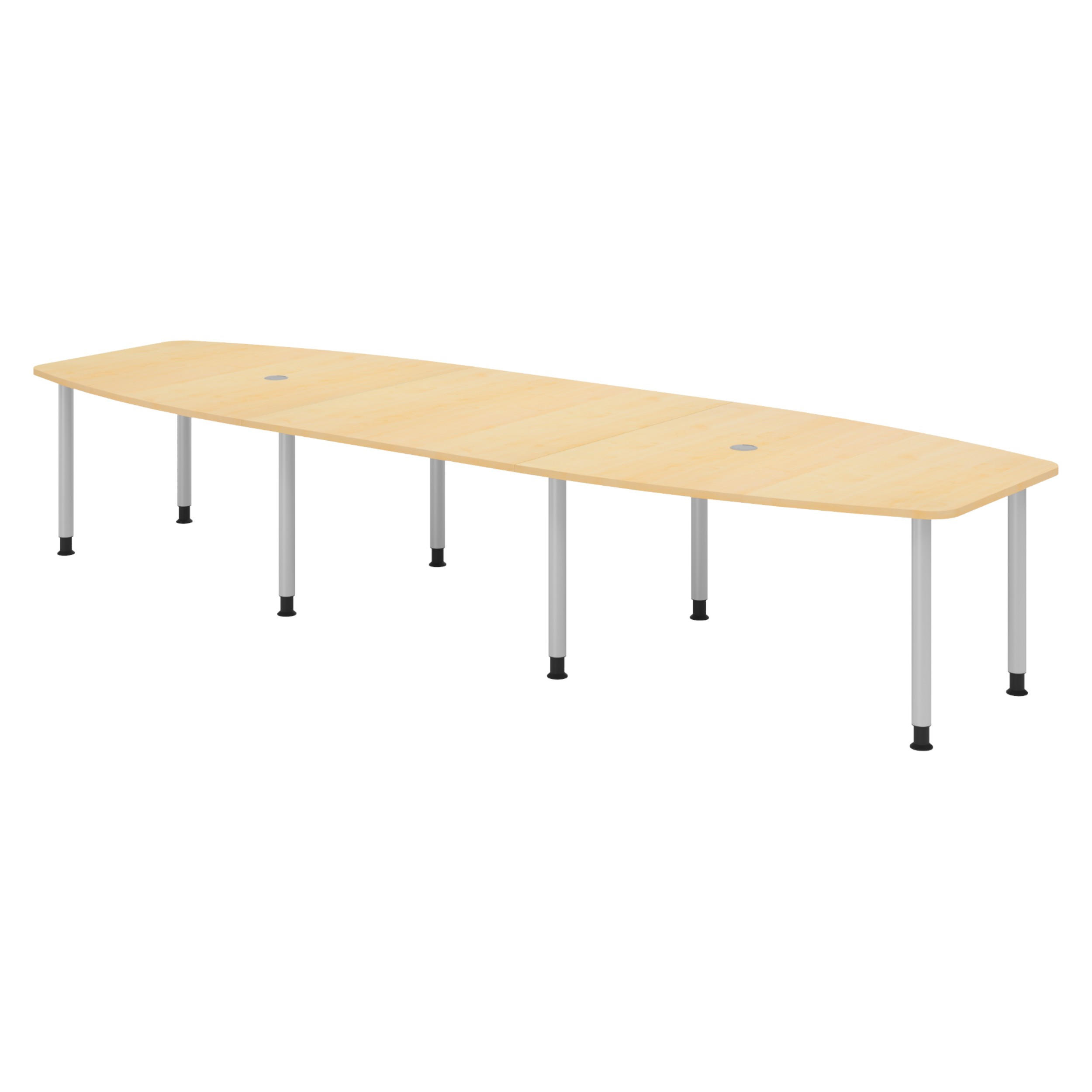 KONFERENZTISCH groß KT40 130/400/74 cm in Ahornfarben/Füße in Silberfarben - Silberfarben/Ahornfarben, Holzwerkstoff (130/400/74cm) - bümö