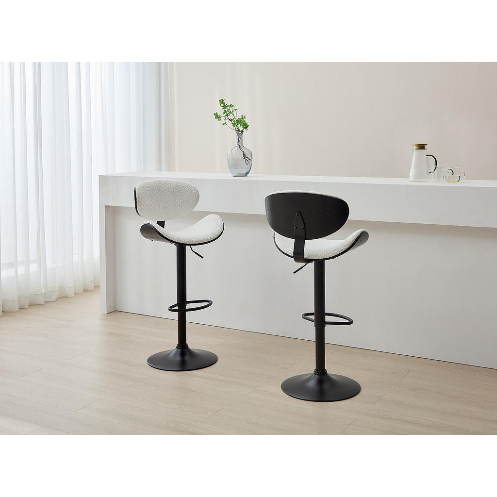 Thumbnail - Vente-Unique Barhocker, Schwarz, Weiß, Textil, 49.5x111x46 cm, Esszimmer, Barmöbel, Barhocker