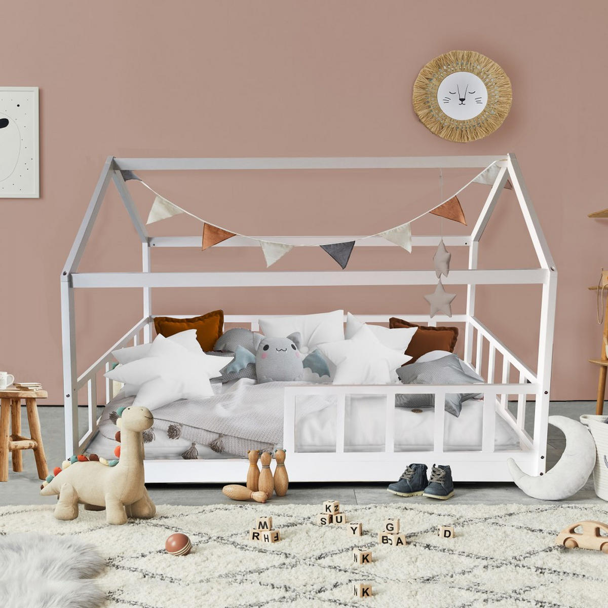 HAUSBETT KIWI mit Lattenrost/ Kinderbett 90x190 - Weiß - Weiß, Holz (90/190cm) - Weber Industries