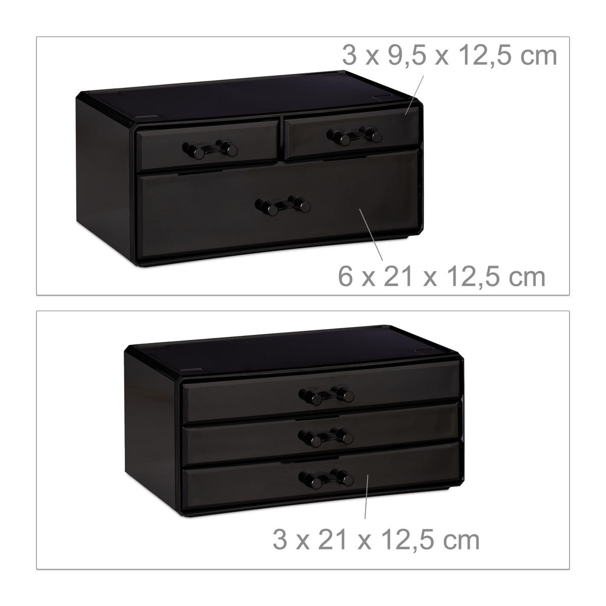 KOSMETIKORGANIZER - Schwarz, Kunststoff (23.5/29/14cm) - Relaxdays