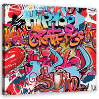 LEINWANDBILD, Abstrakt-Farben 50x50cm - Multicolor, Textil (50/50cm) - Feeby