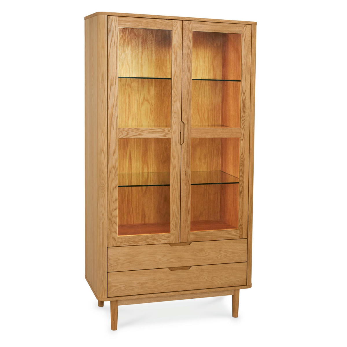 VITRINE Eiche massiv - Eichefarben/Braun, Holz/Holzwerkstoff (100/190/45cm) - Furnhouse