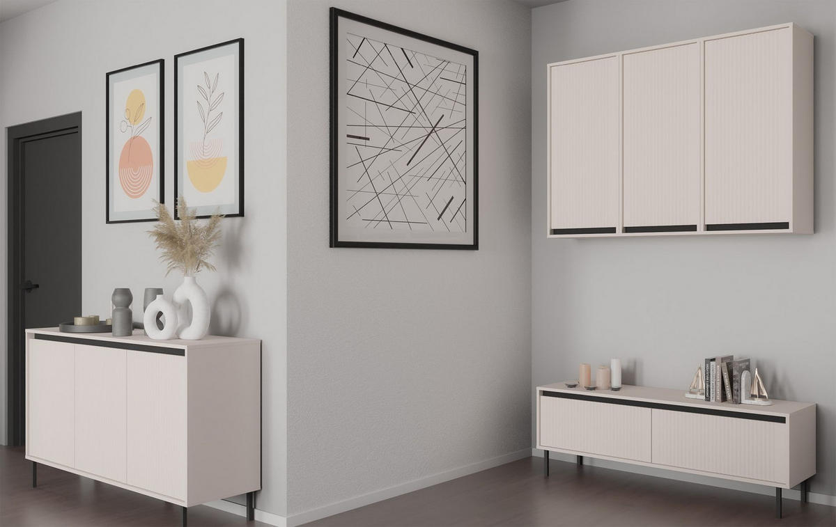 HÄNGESCHRANK Osaka Sandbeige 46 cm - Beige/Schwarz, Holzwerkstoff (45.8/100/32cm) - Selsey