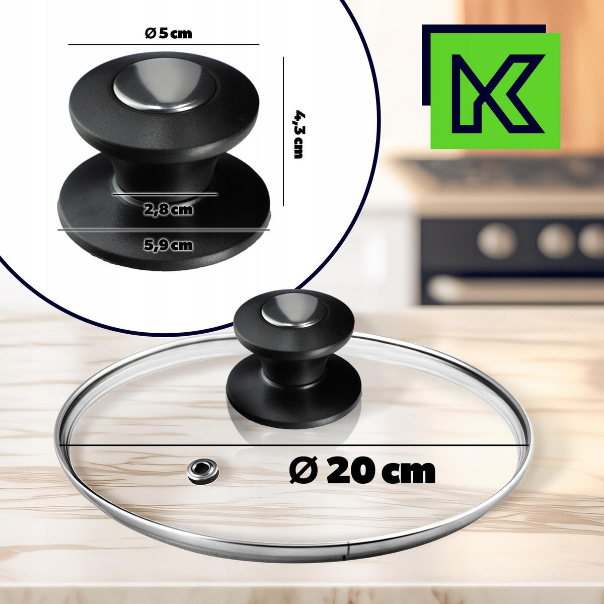 DECKEL mit Griff, 20 cm, 1 Stück - Transparent, Glas/Kunststoff (20cm) - KADAX