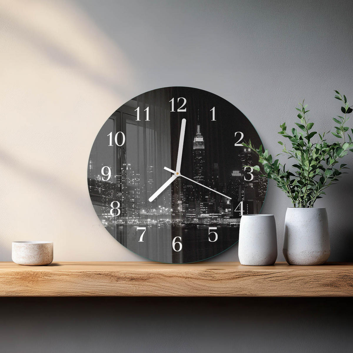 WANDUHR fi30 cm - Horizont - Schwarz, Glas (30/30/0.4cm) - TULUP