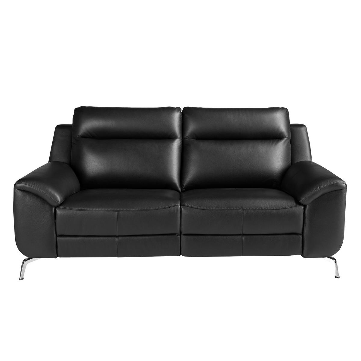 SOFA 2-Sitzer Relaxsofa aus schwarzem Leder 192/93/92 cm - Edelstahlfarben/Schwarz, Leder (192/92/93cm) - ANGEL CERDA