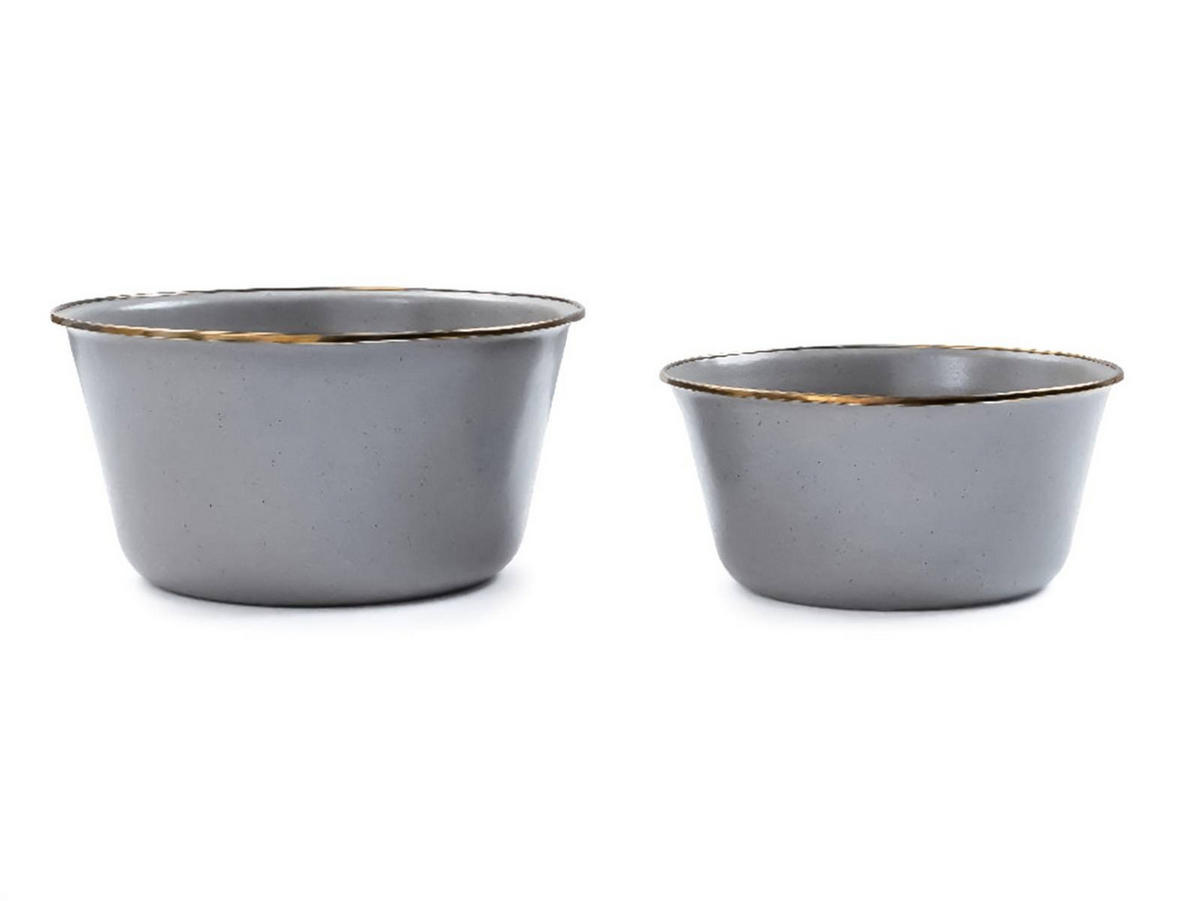 RÜHRSCHÜSSEL Emaille 2er Set Mixing Bowl slate grey - Grau, Metall (26/15cm) - BAREBONES