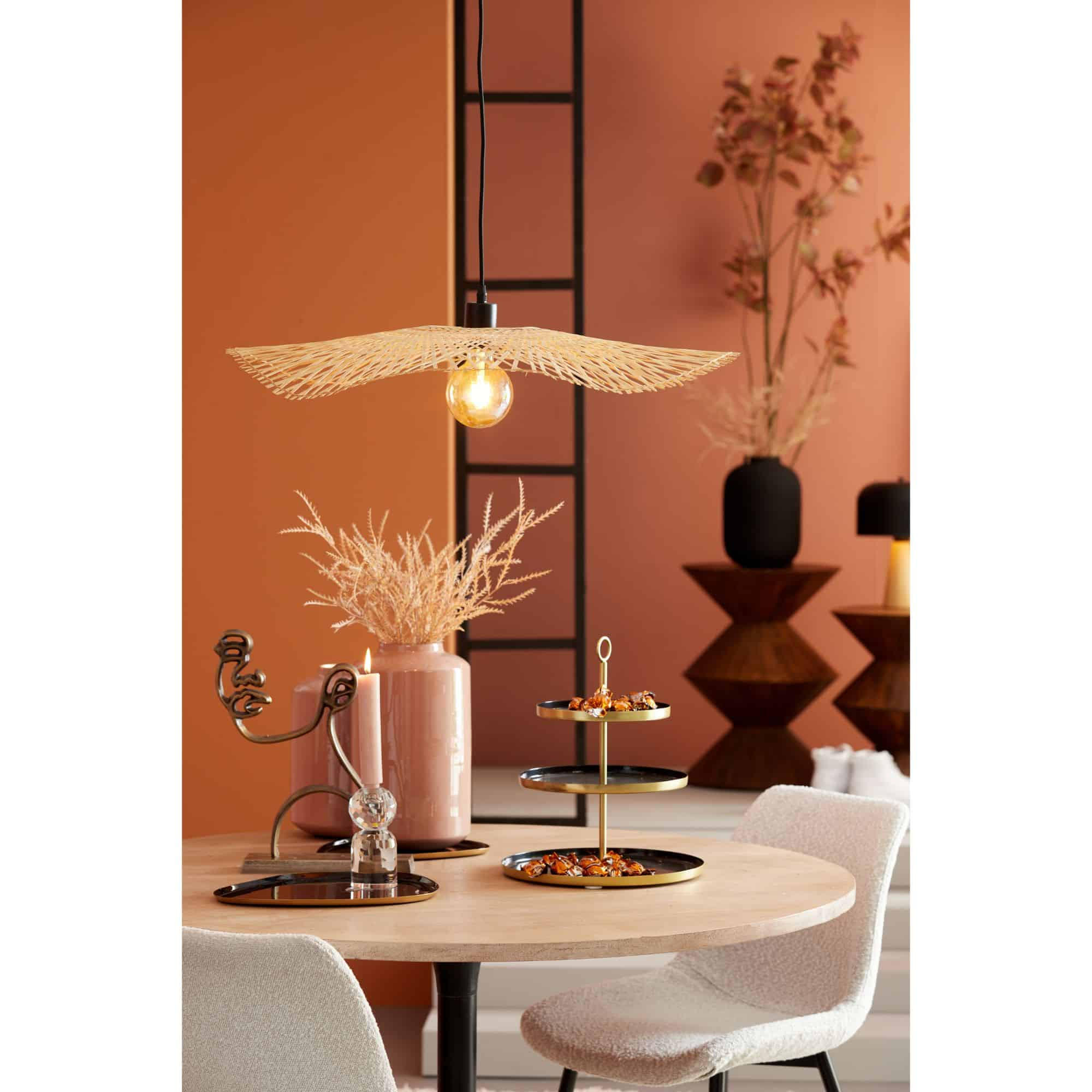 PENDELLEUCHTE Liene Bambus Natürlich 65/65/10 cm - Naturfarben, Holz (65/65/10cm) - Luqaza