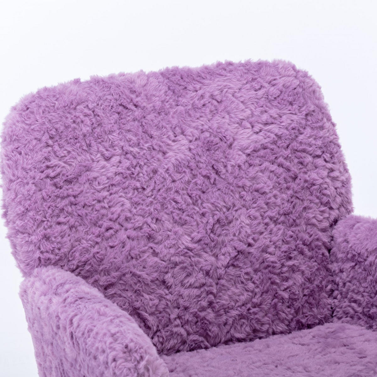 DREHSTUHL DE-40974 mit Kunsthasenfell-Bezug und Armlehnen Violett - Lila, Metall (61/90/60cm) - ComfortXL