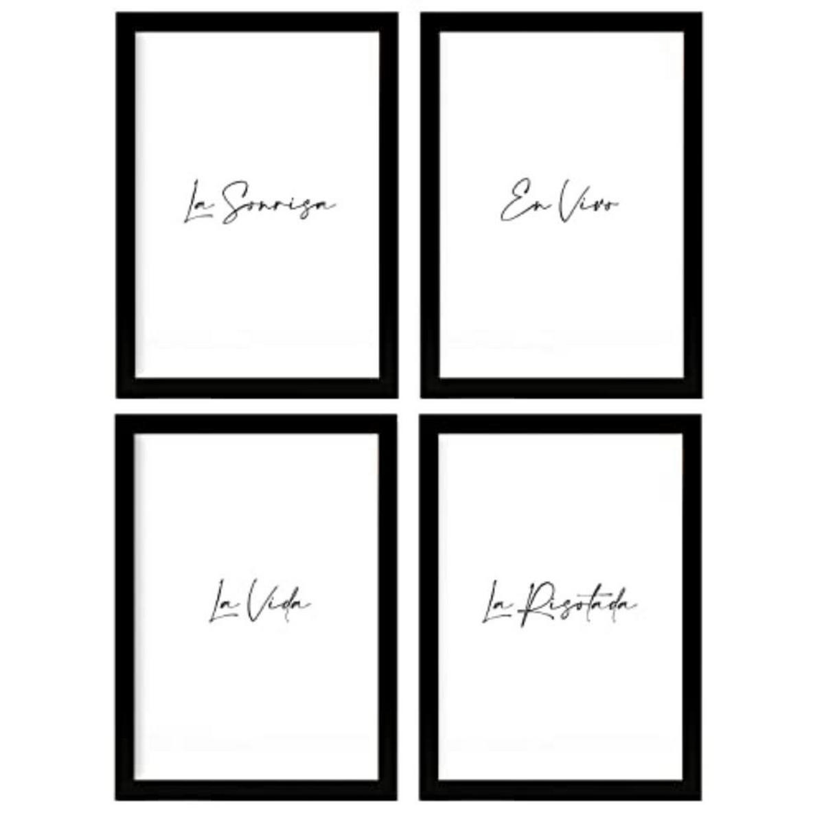 POSTER Set mit 4 Lachen TypografieStil A3 Rahmenlos - Klar, Papier (29.7/3cm) - Nacnic