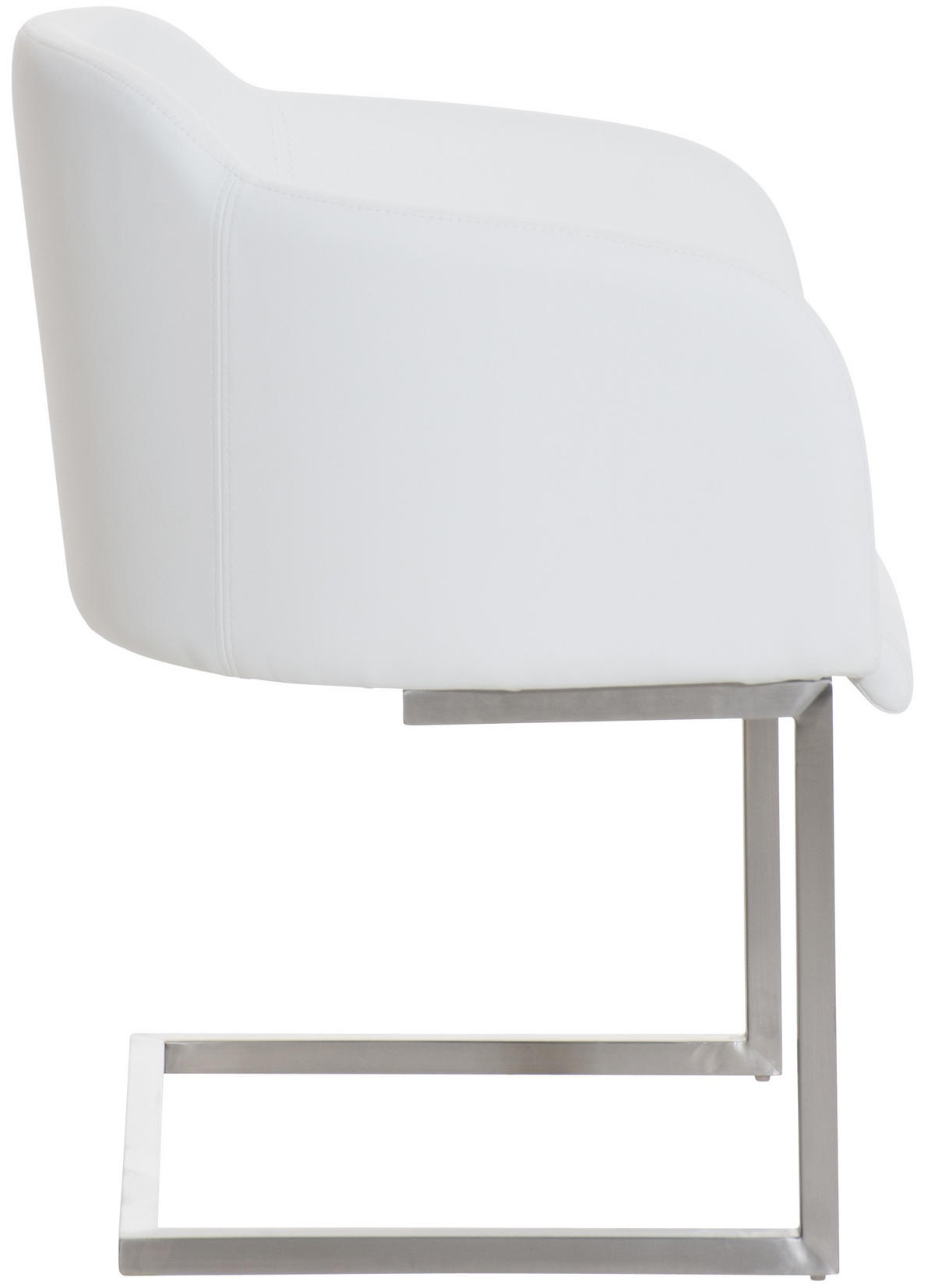 SCHWINGSTUHL Lederlook Weiß - Edelstahlfarben/Weiß, Textil/Metall (45/84/52cm) - CLP