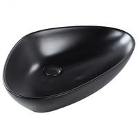 UMYVADLO NA DESKU Černé 60/39 cm Keramika Tirig - černá, keramika (60/14/39cm) - Beliani