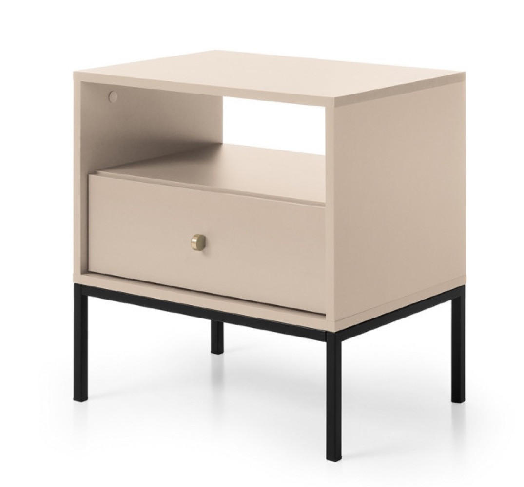 NACHTTISCH Beige MONAKO Mit Schwarzem Gestell - Beige/Schwarz, Holzwerkstoff (53.6/56.2/39cm) - Sepro Meble