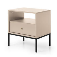 NACHTTISCH Beige MONAKO Mit Schwarzem Gestell - Beige/Schwarz, Holzwerkstoff (53.6/56.2/39cm) - Sepro Meble