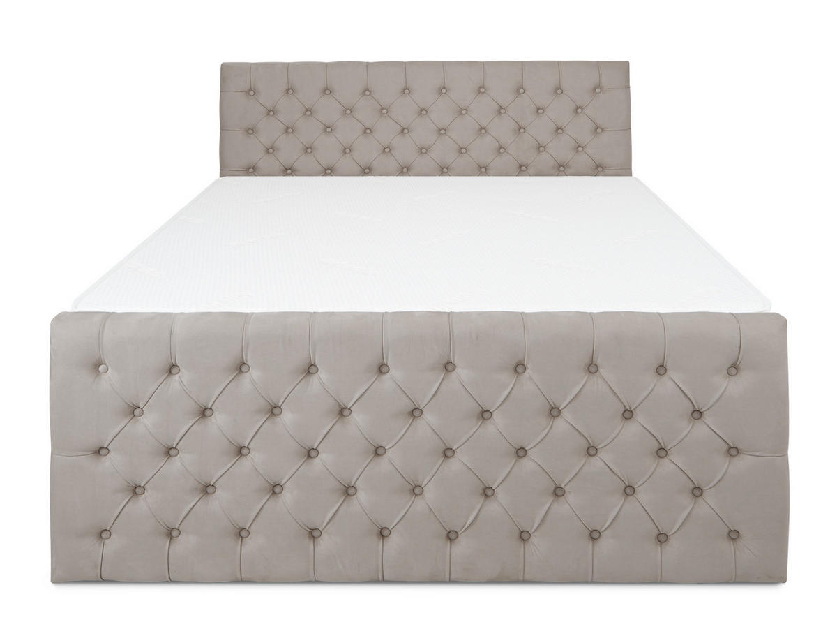 BOXSPRINGBETT Victoria Grau 160 /200 cm H2/H3 Samt - Grau, Textil (160/200cm) - wonello