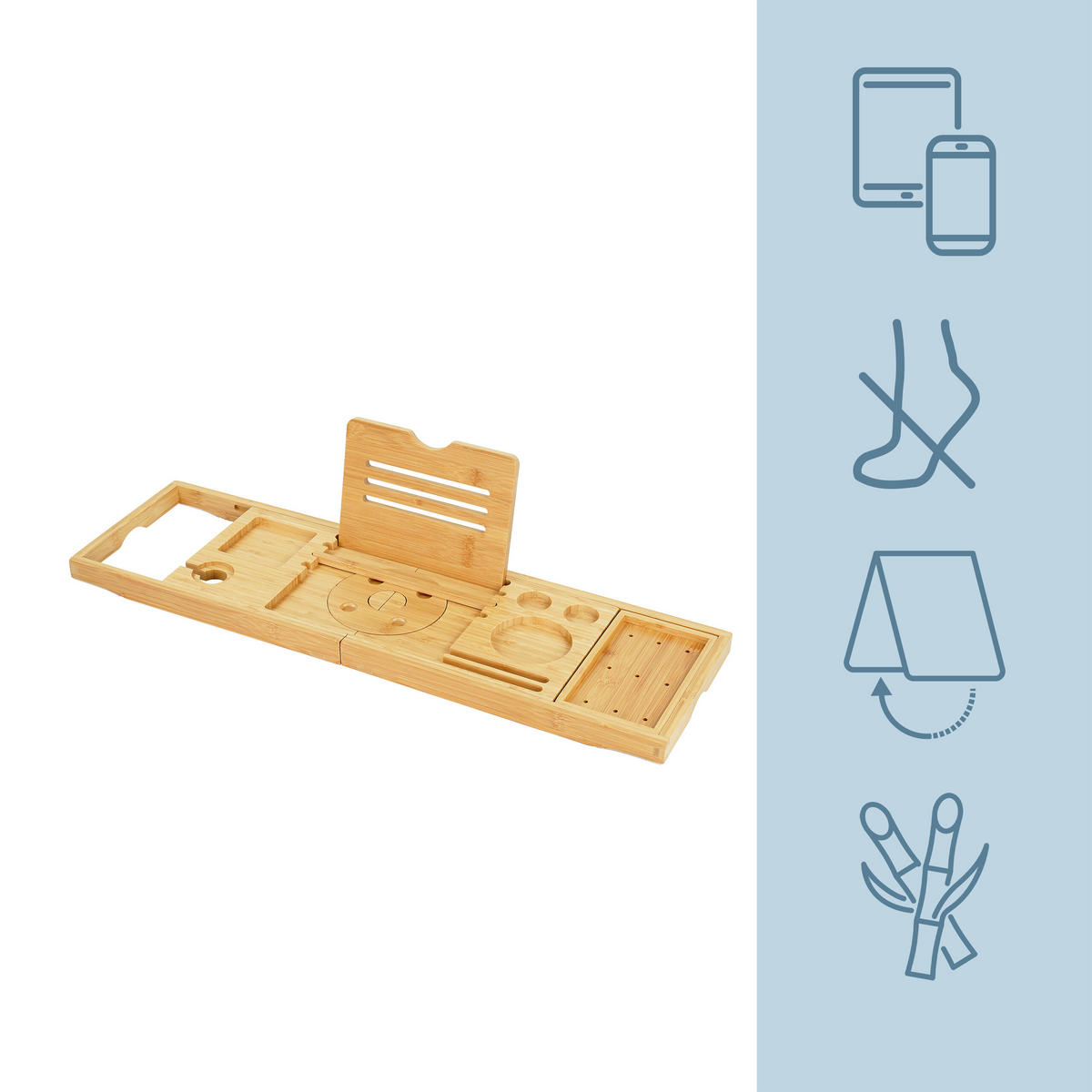 BADEWANNENABLAGE - Hellbraun, Holz (105/3.5/22cm) - Relaxdays