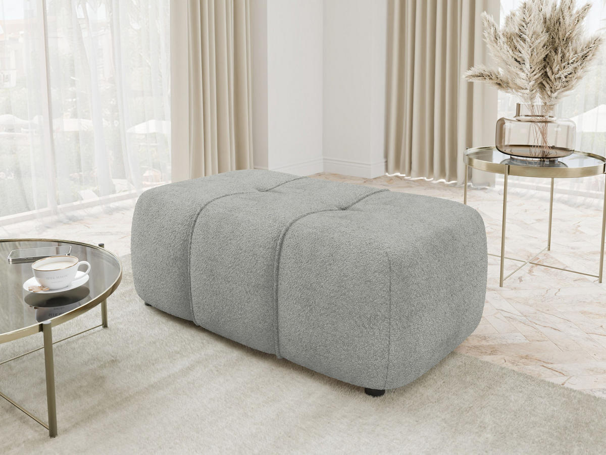 POLSTERHOCKER Furyn Boucle - Schwarz/Grau, Holzwerkstoff/Kunststoff (93/38/62cm) - MIRJAN24