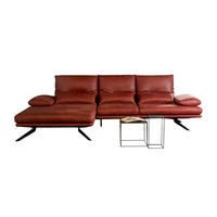 ECKSOFA FENICE Rot Leder - Rot/Schwarz, Leder (297/168cm) - KAWOLA
