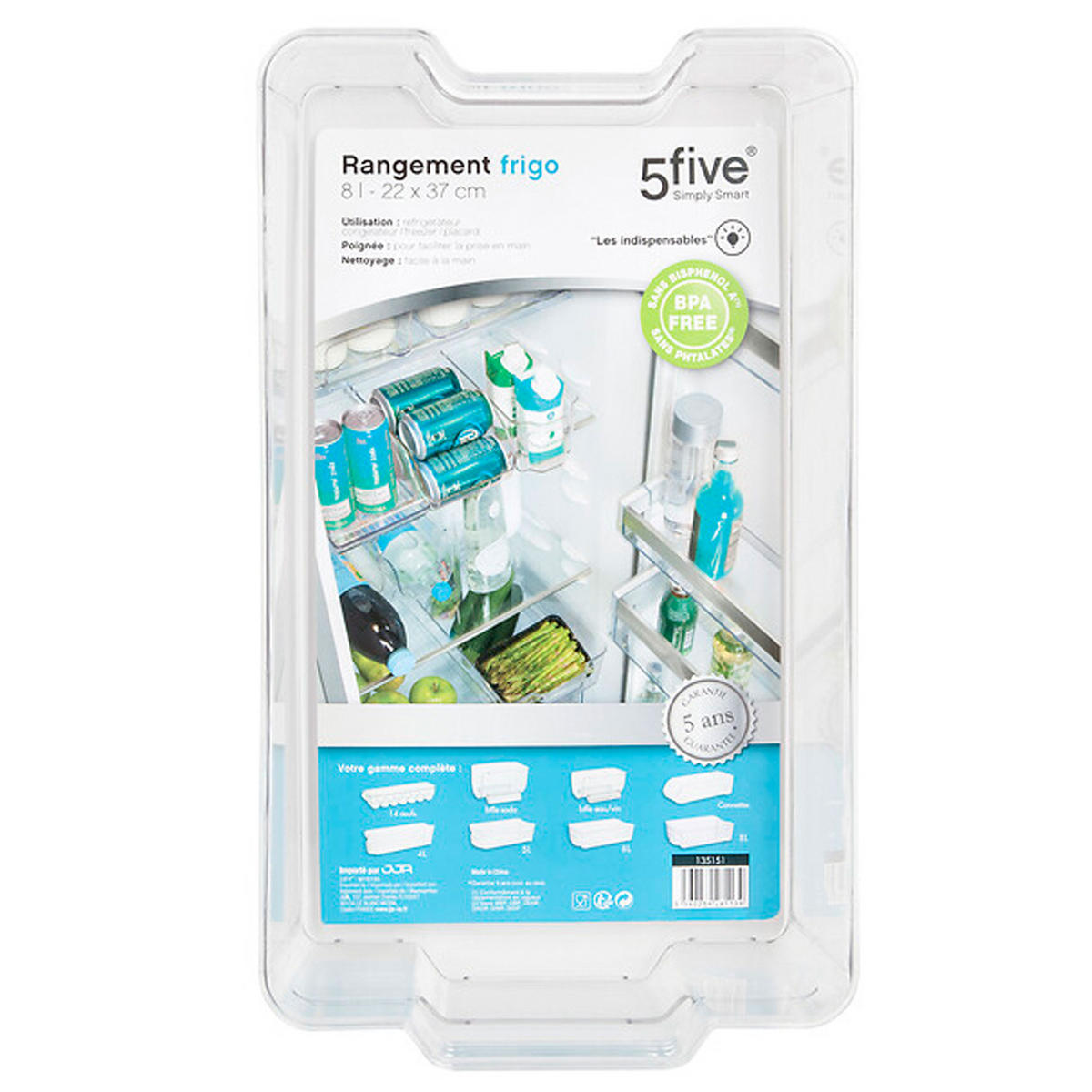 KÜHLSCHRANK-AUFBEWAHRUNGSBOX Smart Fridge, PET-Kunststoff, Transparent, 8 L - Transparent, Kunststoff (21.5/9.9/37cm) - 5five Simply Smart