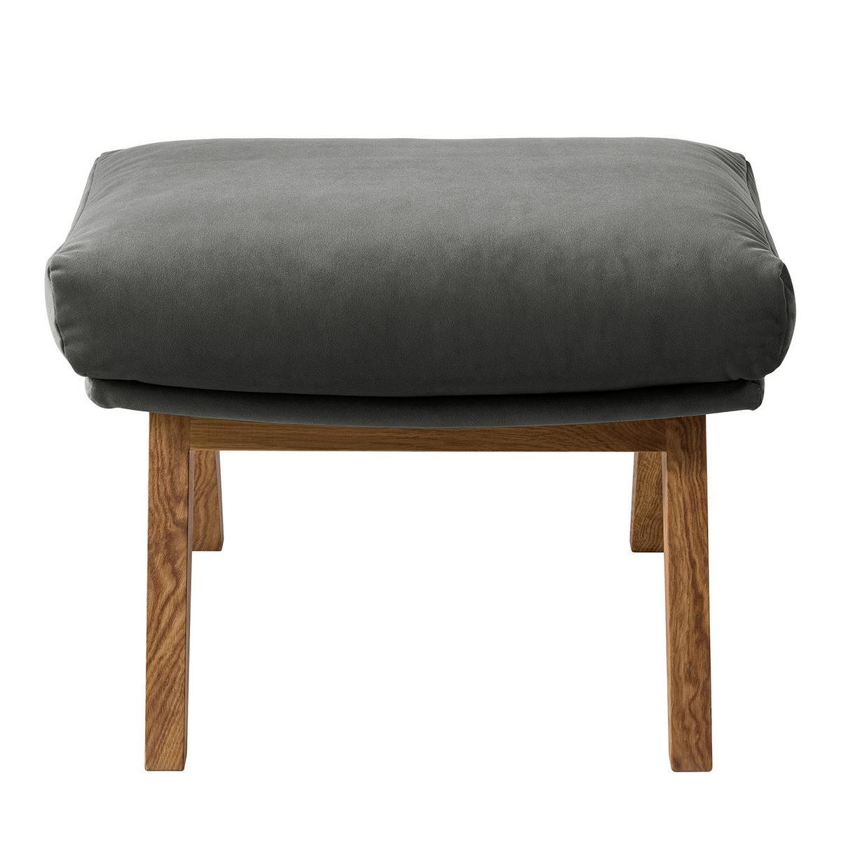 POLSTERHOCKER mit Holzfüßen - Eichefarben/Grün, Eichenholz/Textil (51/37/41cm) - home24