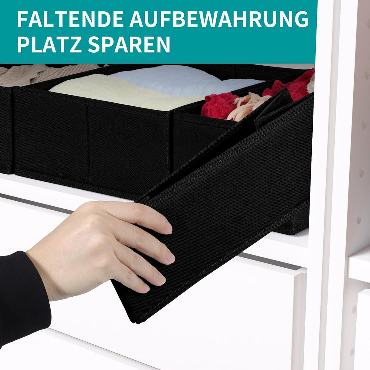 SCHUBLADEN Organizer 6er Set Schwarz für PAX Schrank 75x58 cm - Schwarz, Textil (28/12/28cm)