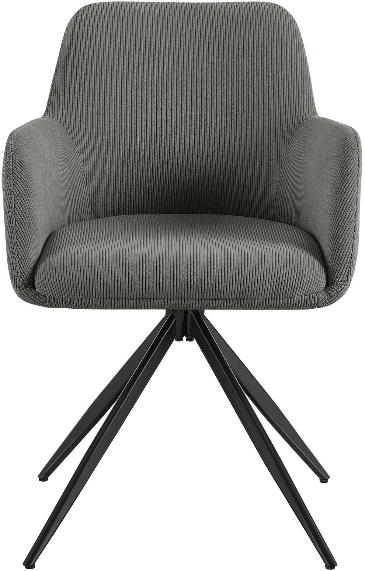 ESSZIMMERSTUHL Cord Grau - Schwarz/Grau, Textil/Metall (56/81/62cm) - CLP