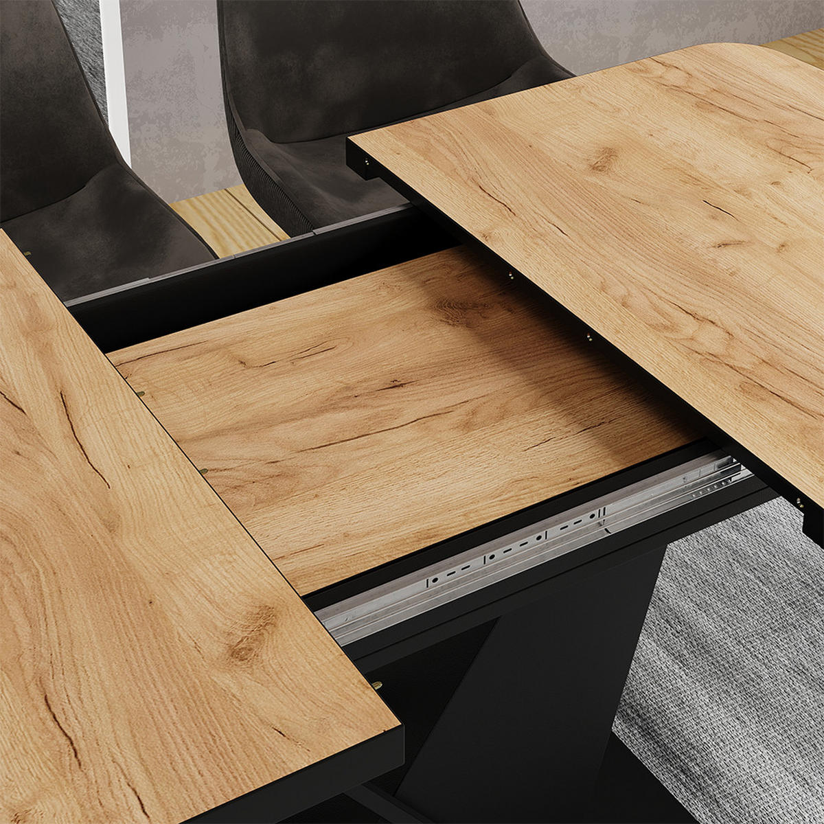 JÍDELNÍ STŮL Fenaro Dub Goldkraft/černá - černá/barva dubu, kompozitní dřevo (80/120/77.4cm) - Vicco