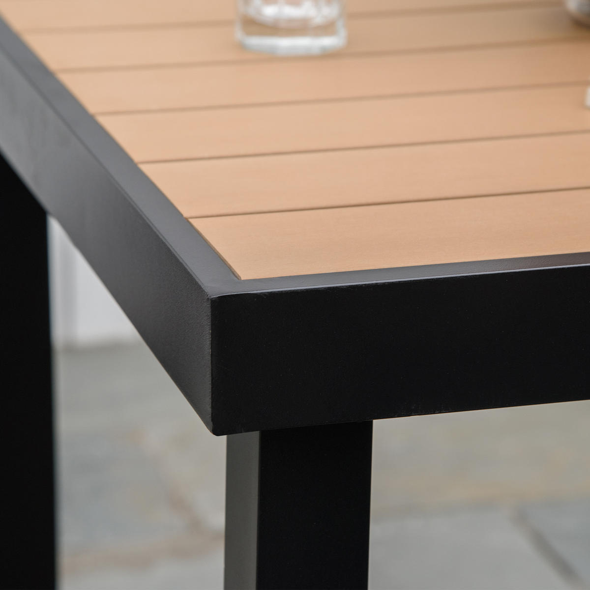 GARTENTISCH, Naturholz, Aluminium - Naturfarben, Kunststoff/Metall (78/78/74cm) - Outsunny