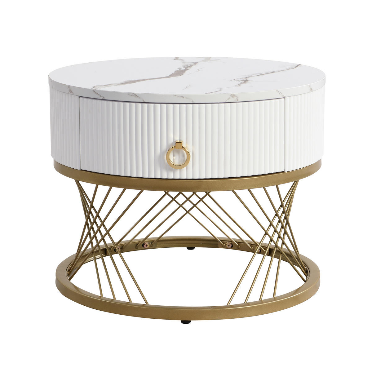 COUCHTISCH 70/70/45 cm mit Marmoroptik und Golddekor 2er-Set - Schwarz, Holzwerkstoff (70/70/45cm) - OKWISH