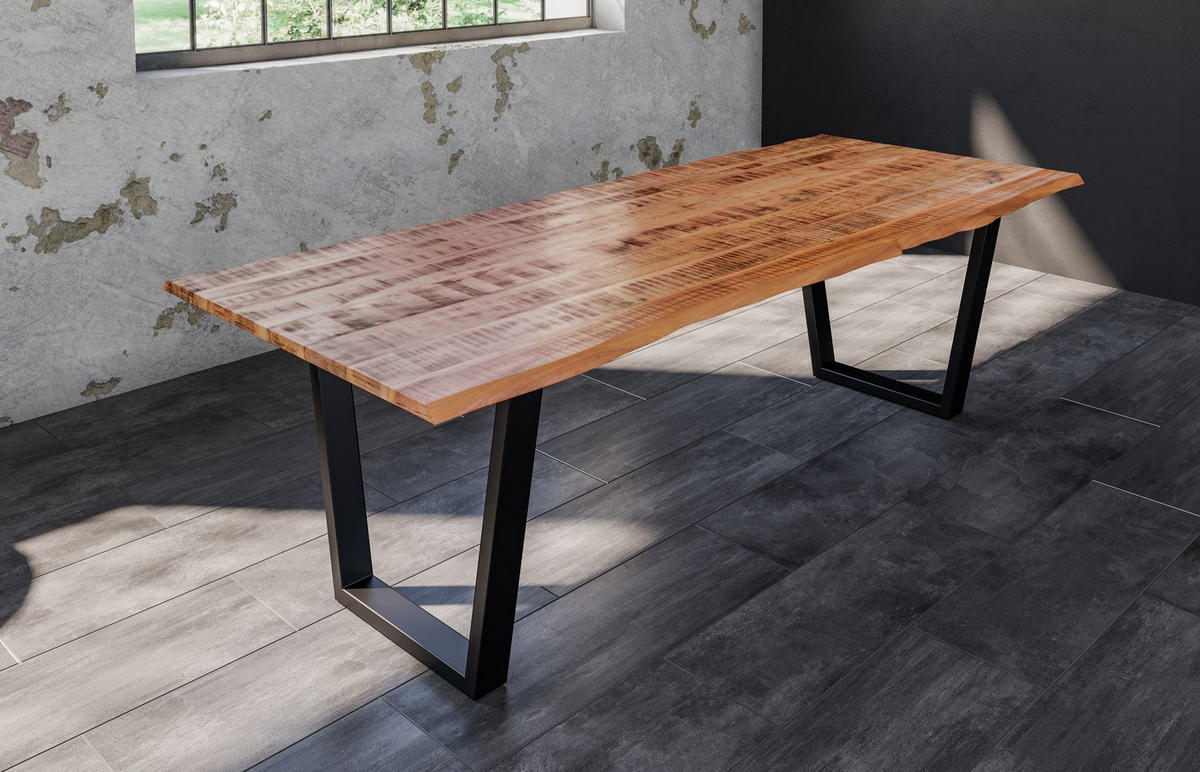 ESSTISCH DORA V - Beige/Schwarz, Holz/Metall (100/240/77cm) - SAM