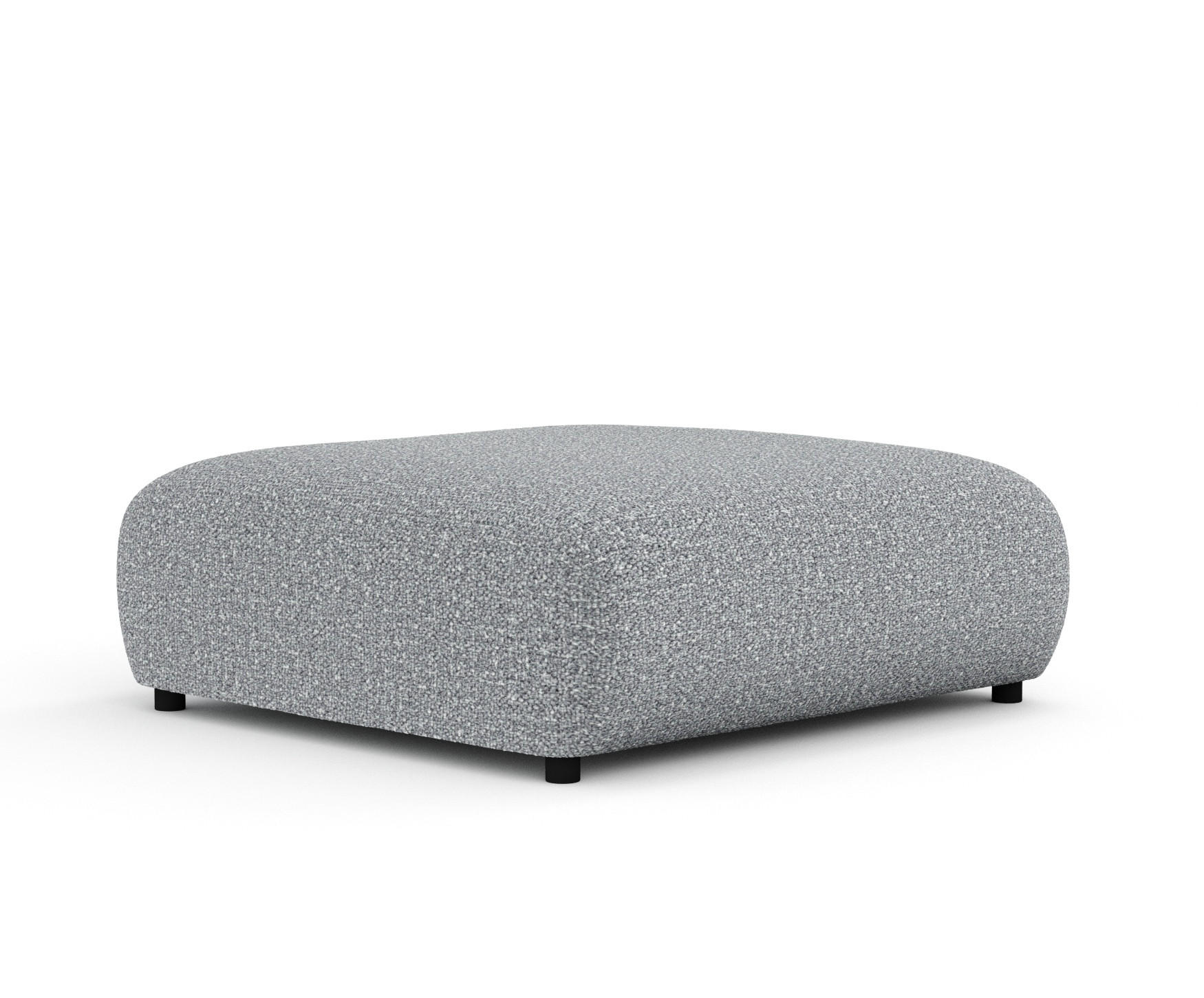 POUF L Zanzibar Grau Plüschstoff - Schwarz/Grau, Holz/Holzwerkstoff (110/37/110cm) - Maison de Reve