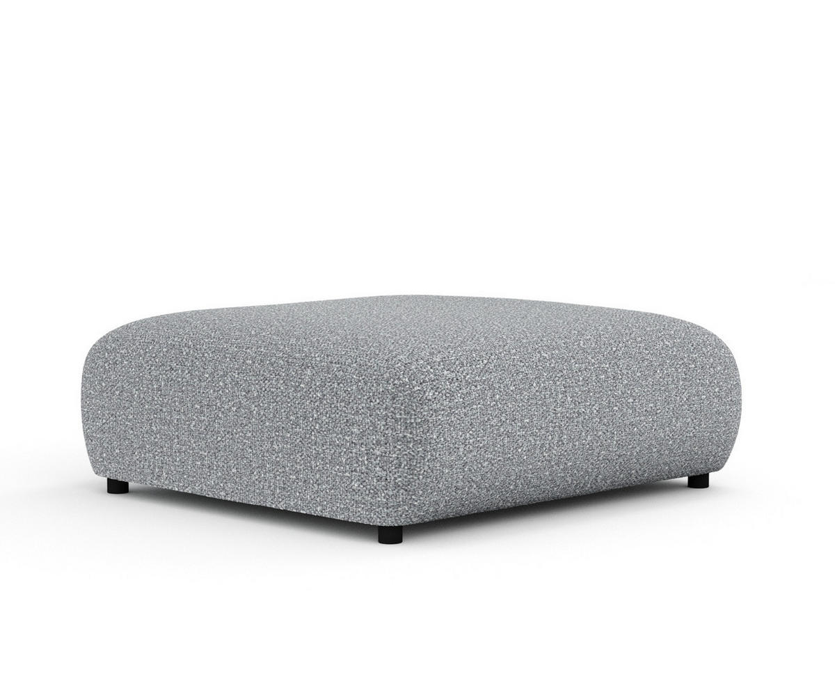 POUF L Zanzibar Grau Plüschstoff - Schwarz/Grau, Holz/Holzwerkstoff (110/37/110cm) - Maison de Reve