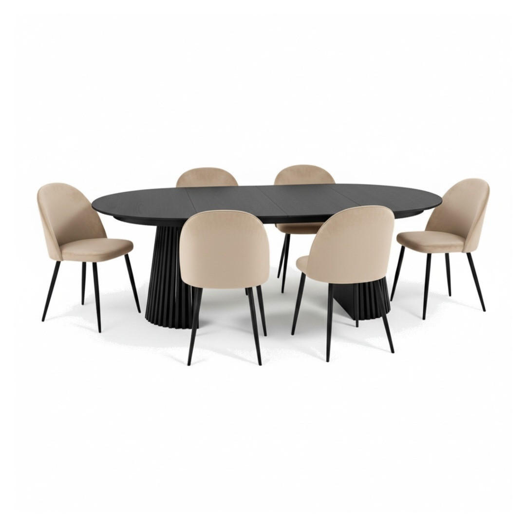 TISCHGRUPPE Beige - Beige/Schwarz, Holzwerkstoff/Textil (120/75/120cm) - ebuy24