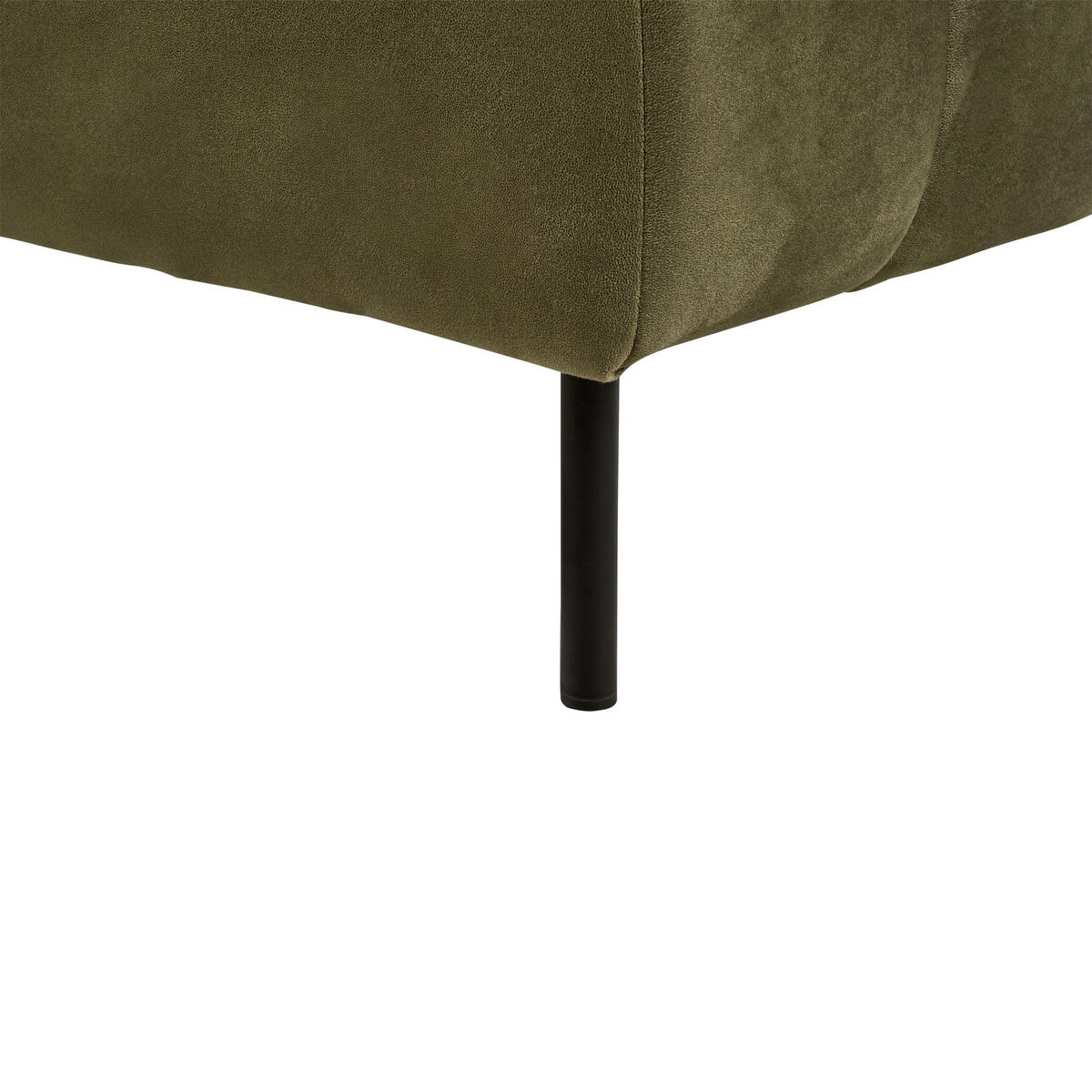 CHAISELONGUE Samtstoff olivgrün linksseitig Lannils - Schwarz/Grün, Textil (156/67/76cm) - Beliani