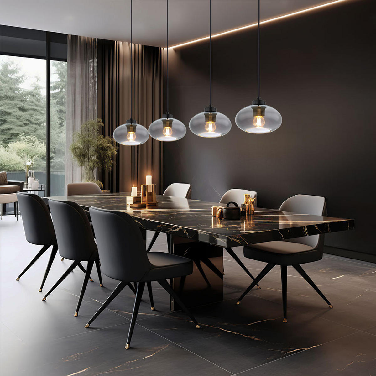 LED HÄNGELEUCHTE Metall Glas Grau Rauchoptik - Grau, Glas (96/18/120cm) - Globo Lighting