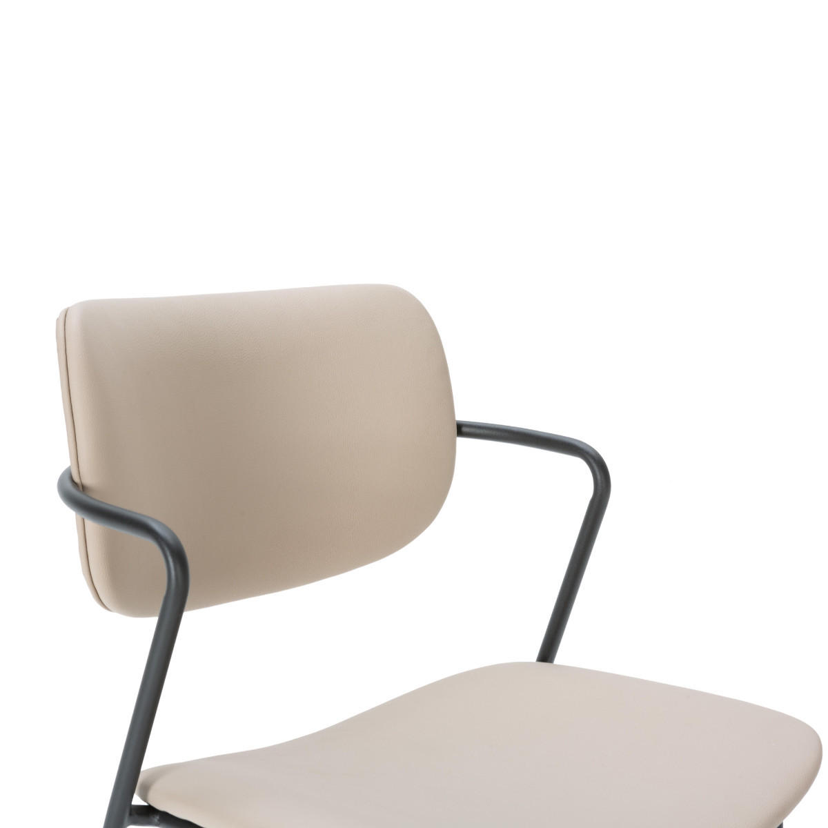 SADA 2 stoliček s černými kovovými nohami, výška 66 cm - MAIKA - béžová, textil (51/66/44cm) - Calicosy