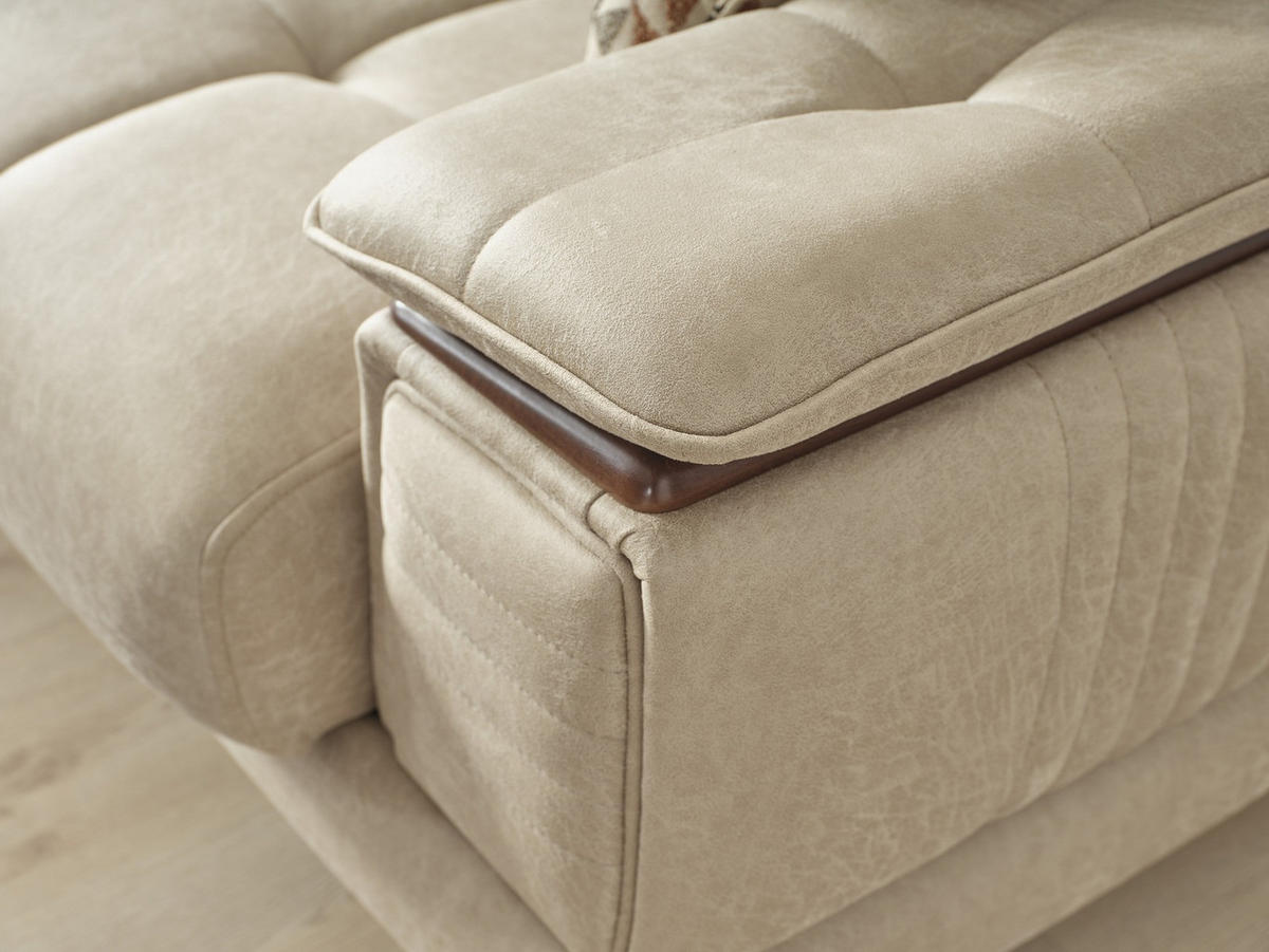 SITZGARNITUR Baoshi, Beige Stellvariante 3+2+1 - Beige, Holz/Holzwerkstoff (240/80/95cm)