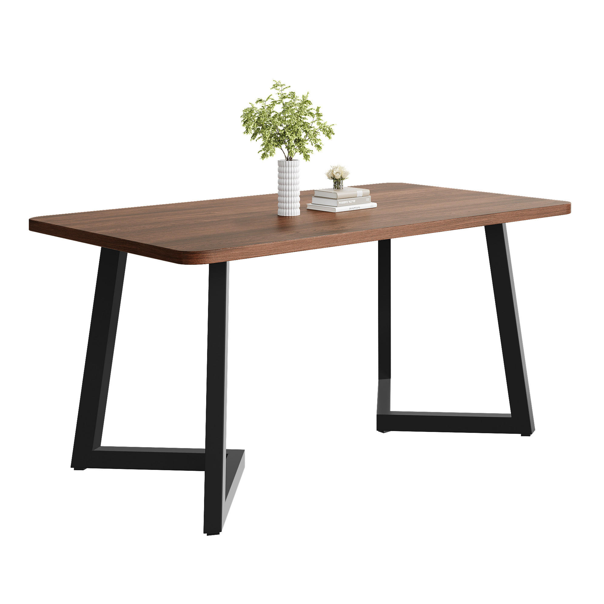 ESSTISCH 117/75/68 cm Schwarz/Nussbaumfarben aus MDF mit Metallgestell - Braun, Holzwerkstoff (117/68/75cm) - OKMYHOME
