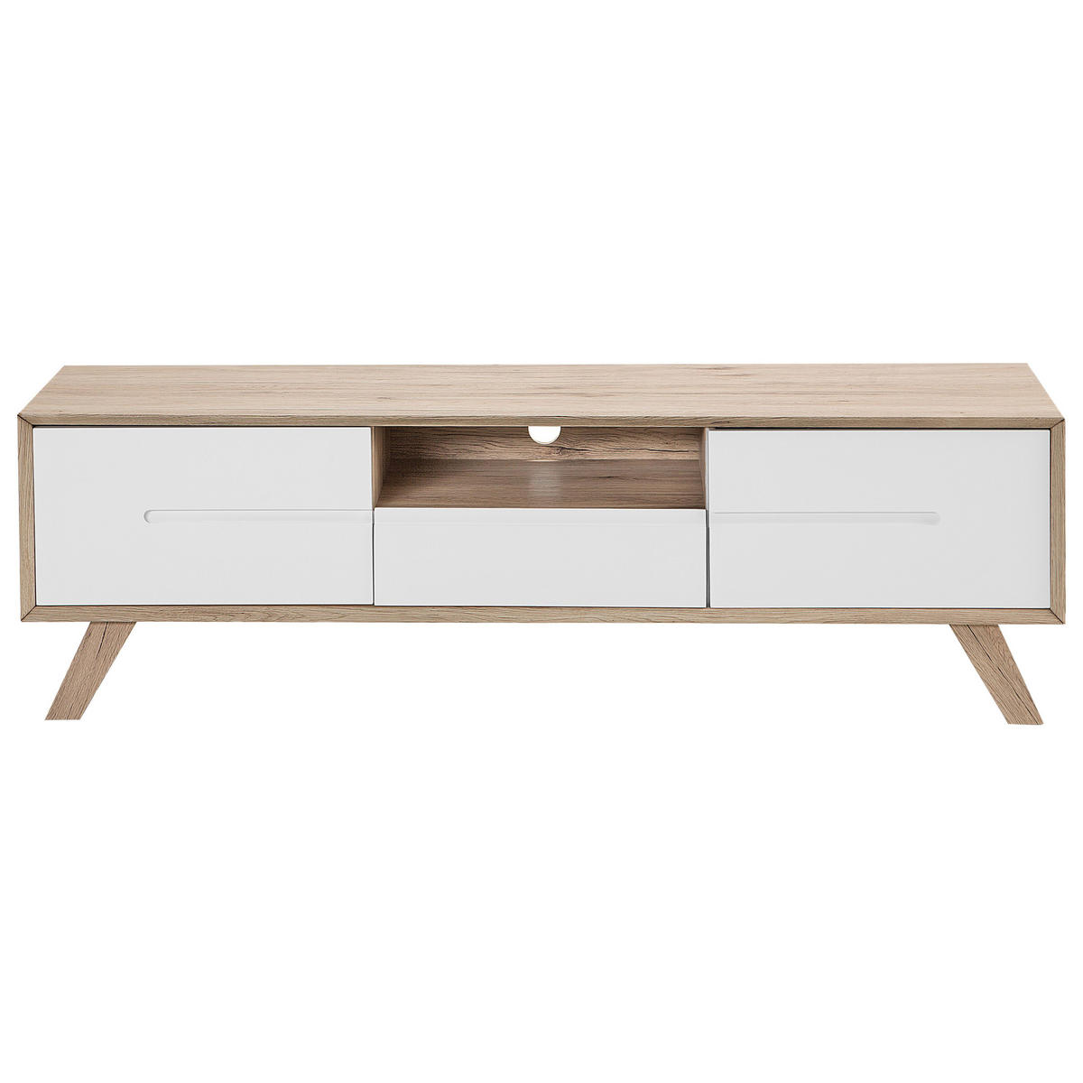 TV OMARICA bela, svetlo rjava FORESTER 40/150/45 cm - bela, leseni material (150/45/40cm) - Beliani