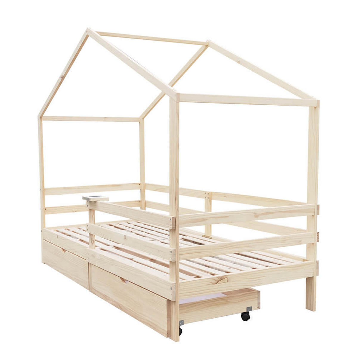 KINDERBETT mit Schubladen WOLKENLAND – 90 x 200 cm Natur - Naturfarben, Holz - Home Deluxe