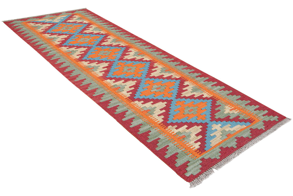 HANDWEBTEPPICH Kelim Gashgai Rot 192/54 cm Schurwolle - Rot, Textil (54/192cm) - Looma